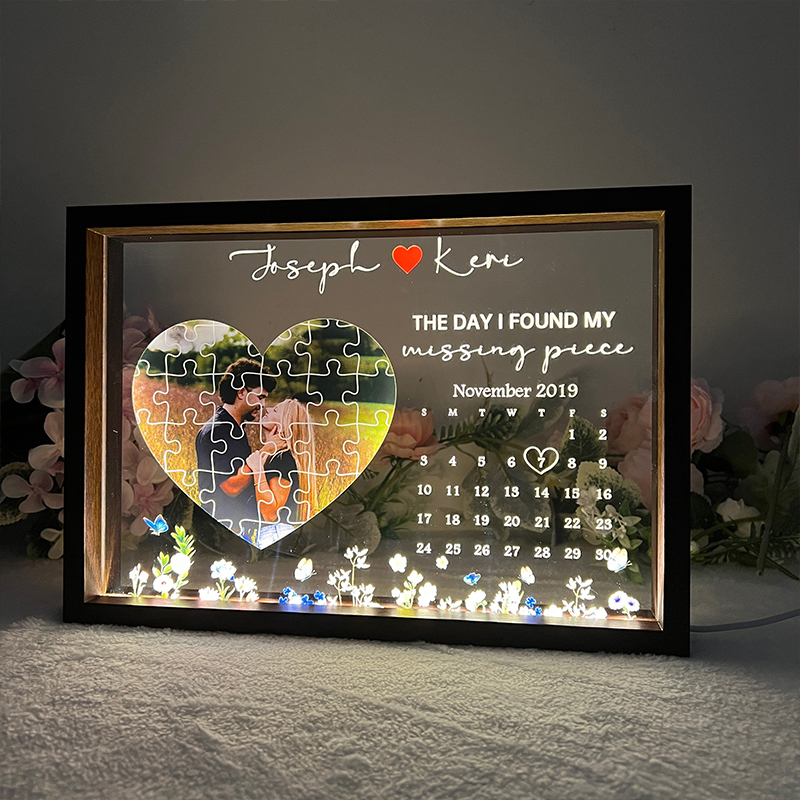 The Day I Found My Missing Piece Light Frame Personalized Gift