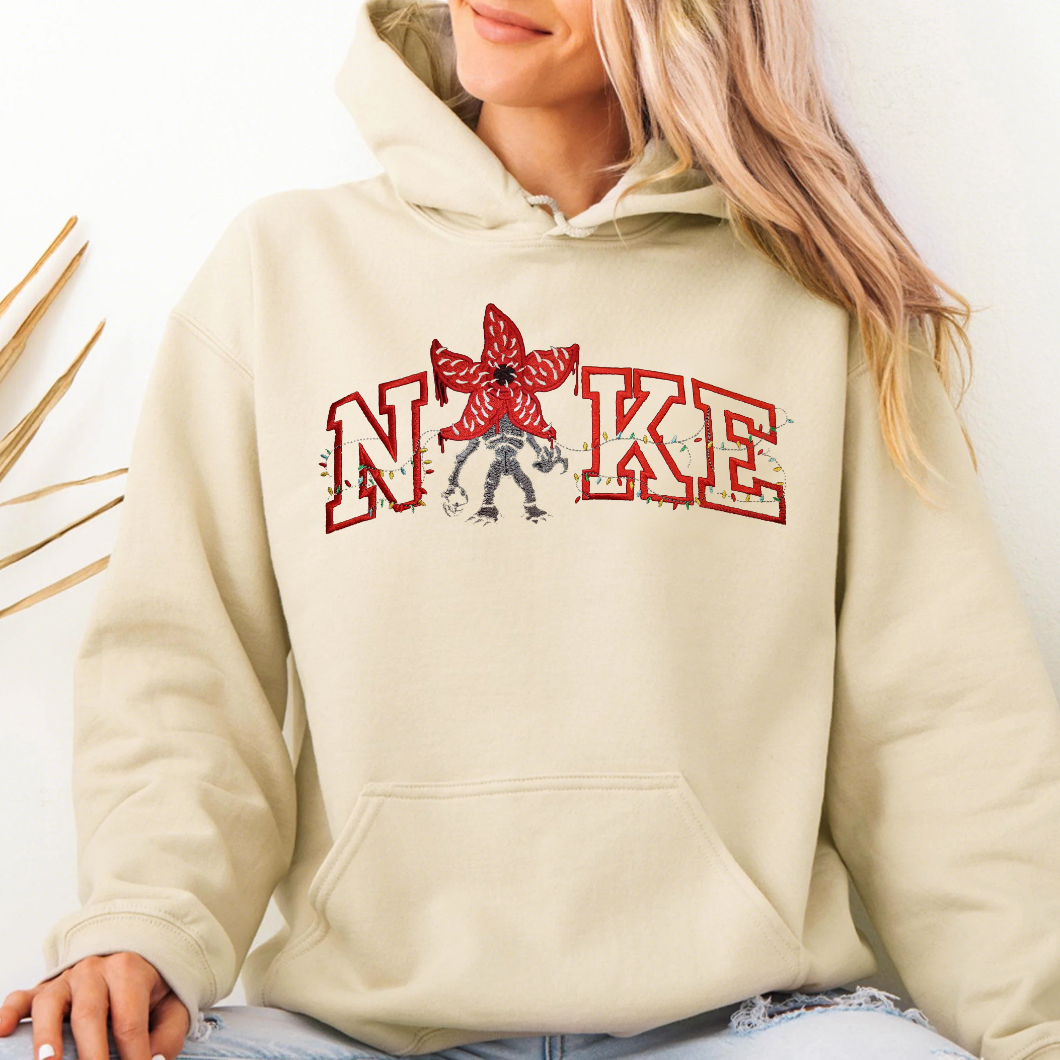 Upside down Monster Embroidery Sweatshirt