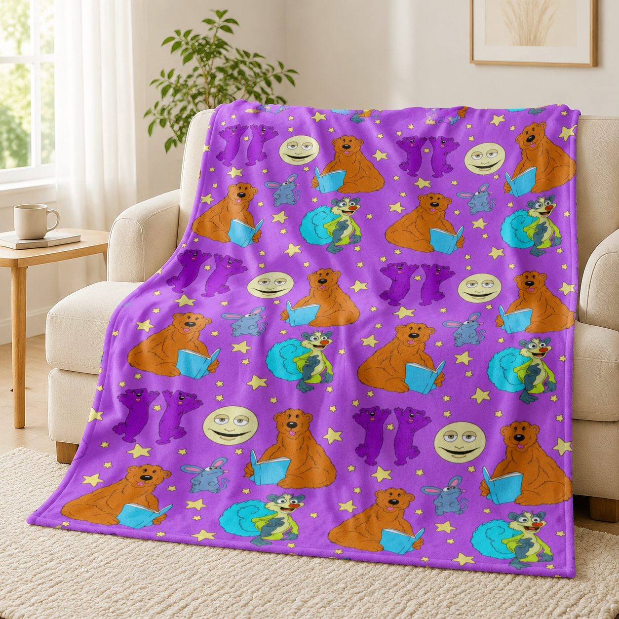 "Bear in the Big Blue House" Vintage Fleece Blanket