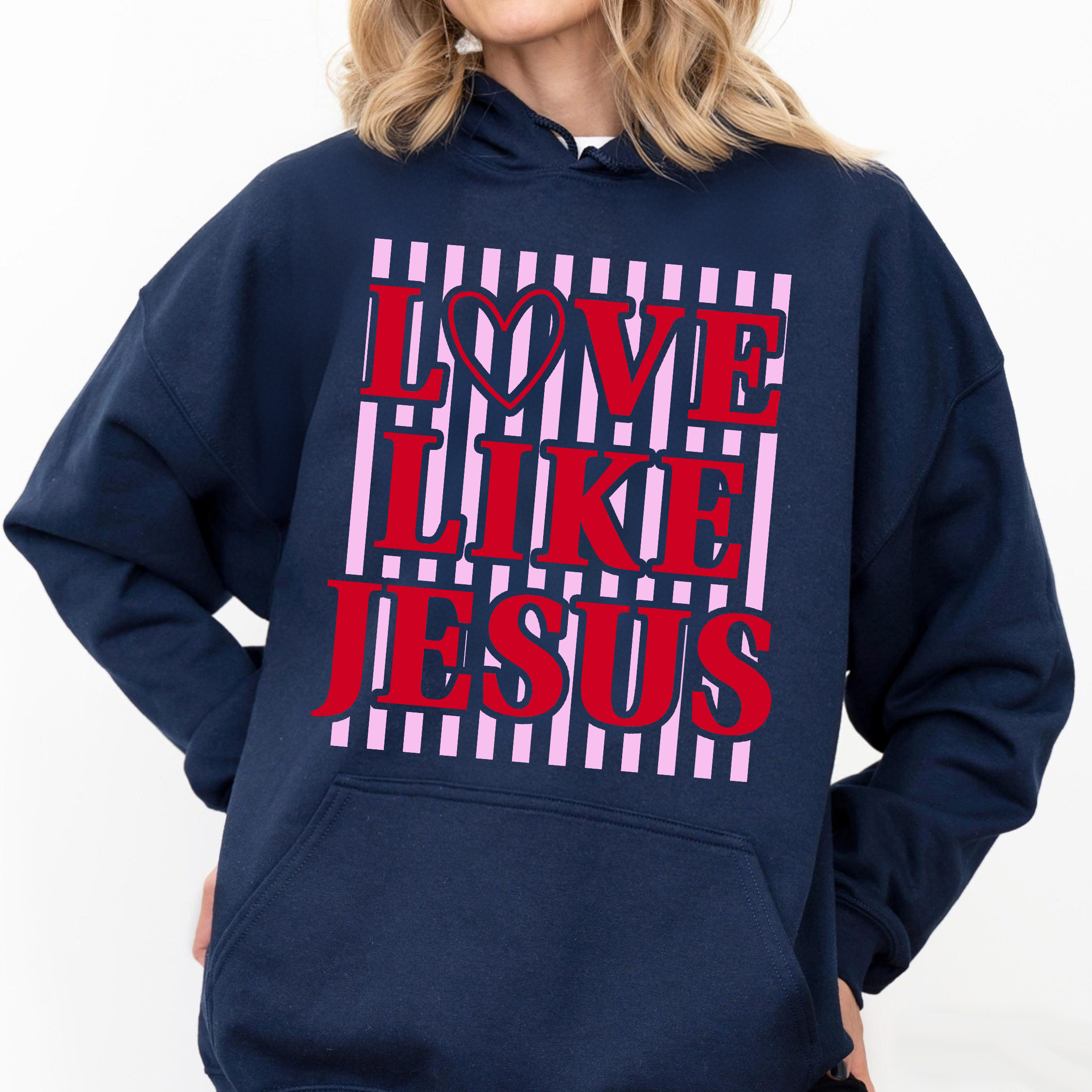 Love Like Jesus Trendy Preppy Pink & Red Valentine Sublimation Sweatshirt
