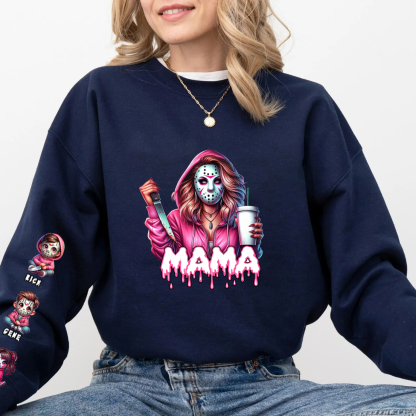 Personalized Horror Mask Mama Halloween Sweatshirt