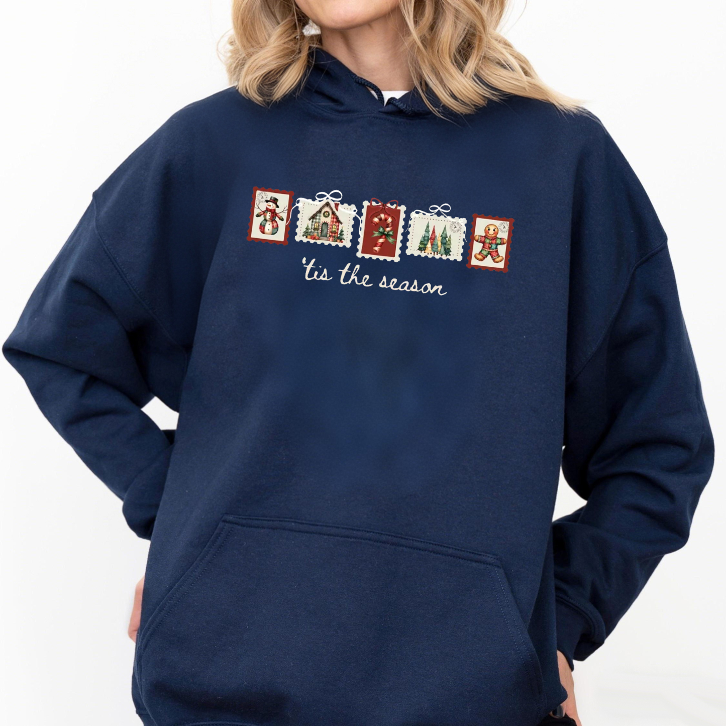 Patchwork Christmas Stamps Coquette Sweatshirt