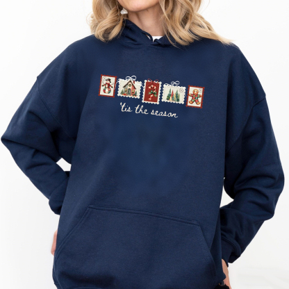 Patchwork Christmas Stamps Coquette Sweatshirt