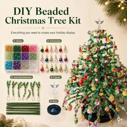 DIY Beaded Christmas Tree Kit-Hand‑Made Mini Crystal Bead Xmas Tree Craft Set