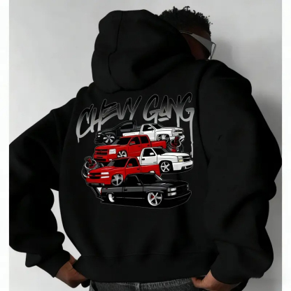 Chevy Gang Graphic Silverado Men's Cotton Hooded Sweatshirt 