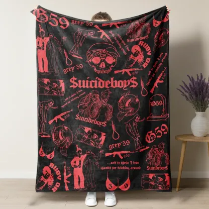 Retro Punk Full Wrap Print Blanket