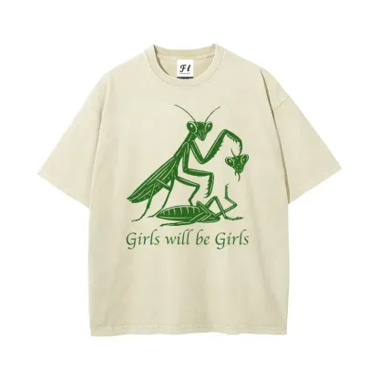 Girls Will Be Girls Oversized Washed T-Shirt 
