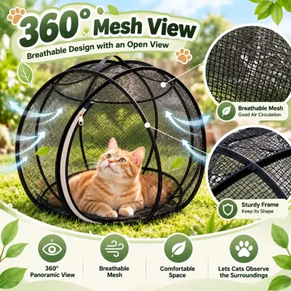 Portable Outdoor Cat Enclosure Mesh Ball Cat Cage
