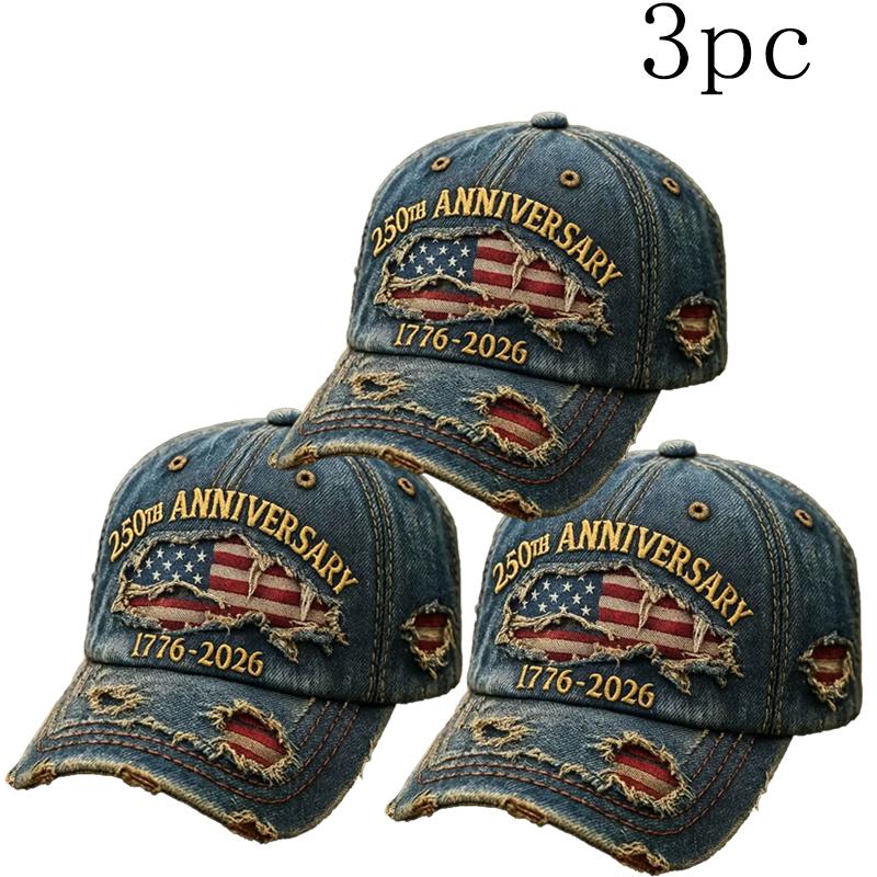 250th Anniversary 1776-2026 Distressed Denim Baseball Cap