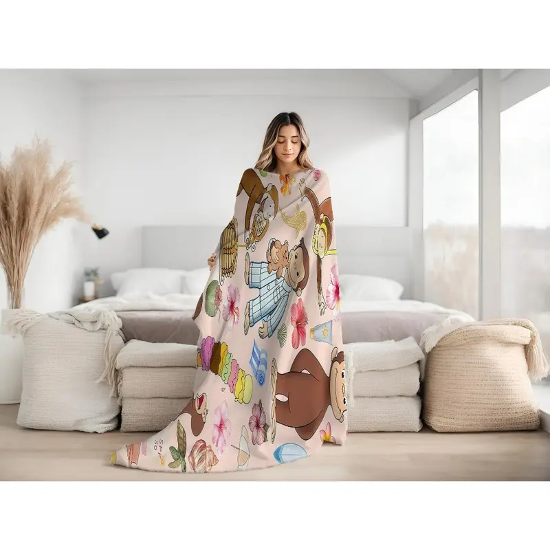 Curious George Tropical & Pajama Collage Fleece Blanket