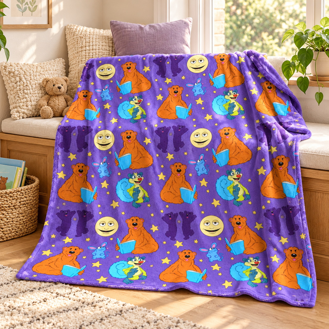 Big Blue House Bedtime Friends Purple Kids Blanket