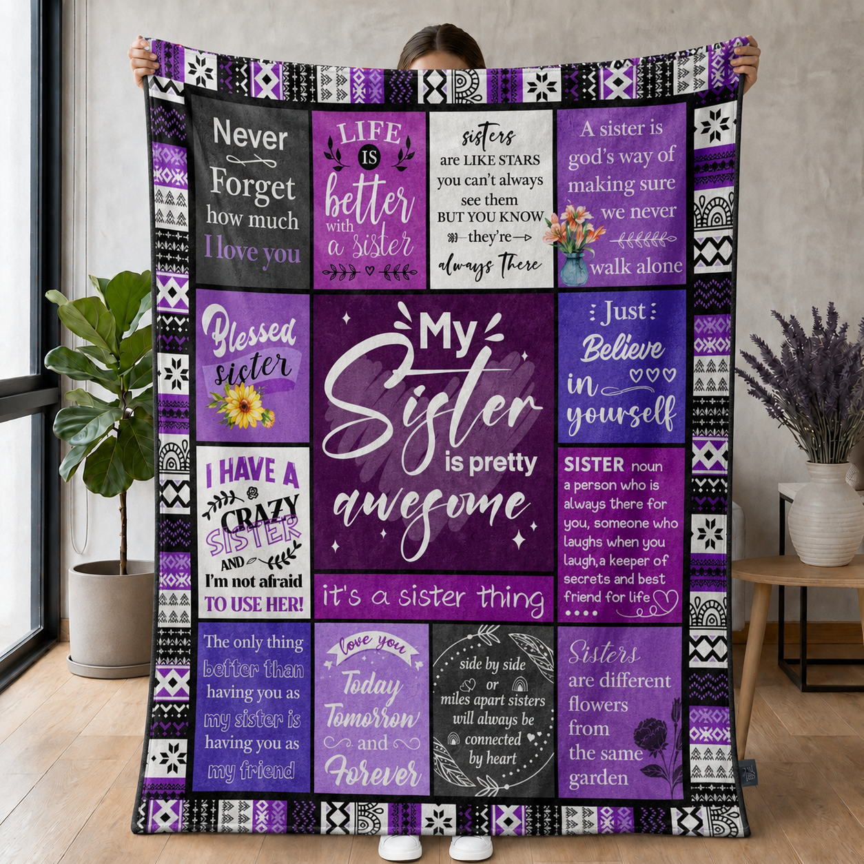My Sister Is Pretty Letter Pattern Blanket