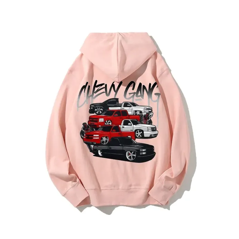 Chevy Gang Graphic Silverado Men's Cotton Hooded Sweatshirt 