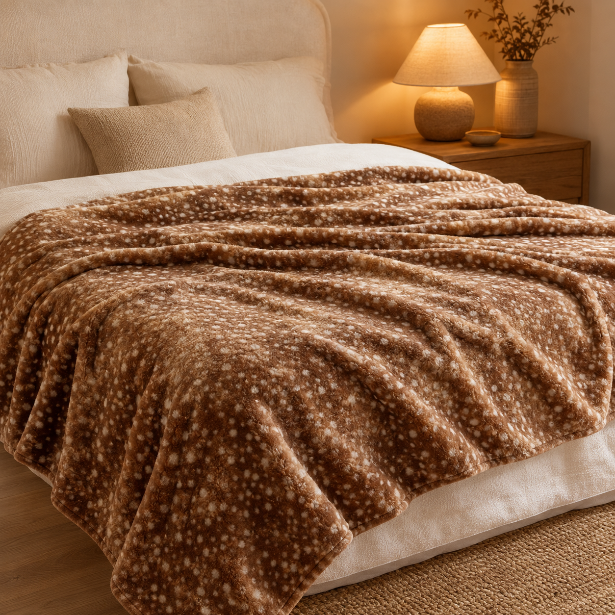 Brown Leopard Dot Pattern Cozy Throw Blanket