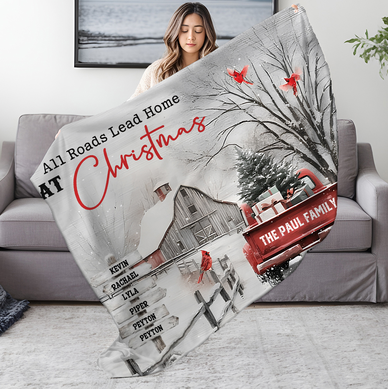 Custom All Roads Lead Home at Christmas Blanket