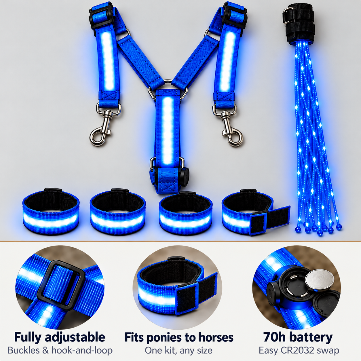 LED Horse Riding Light Set for Night Safety and Visibility