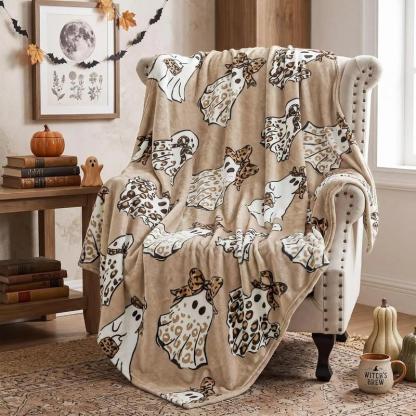 Halloween Cheetah Ghost Blanket