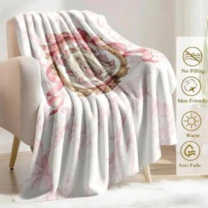 Our Lady of Guadalupe Pink Bow & Butterfly Blanket
