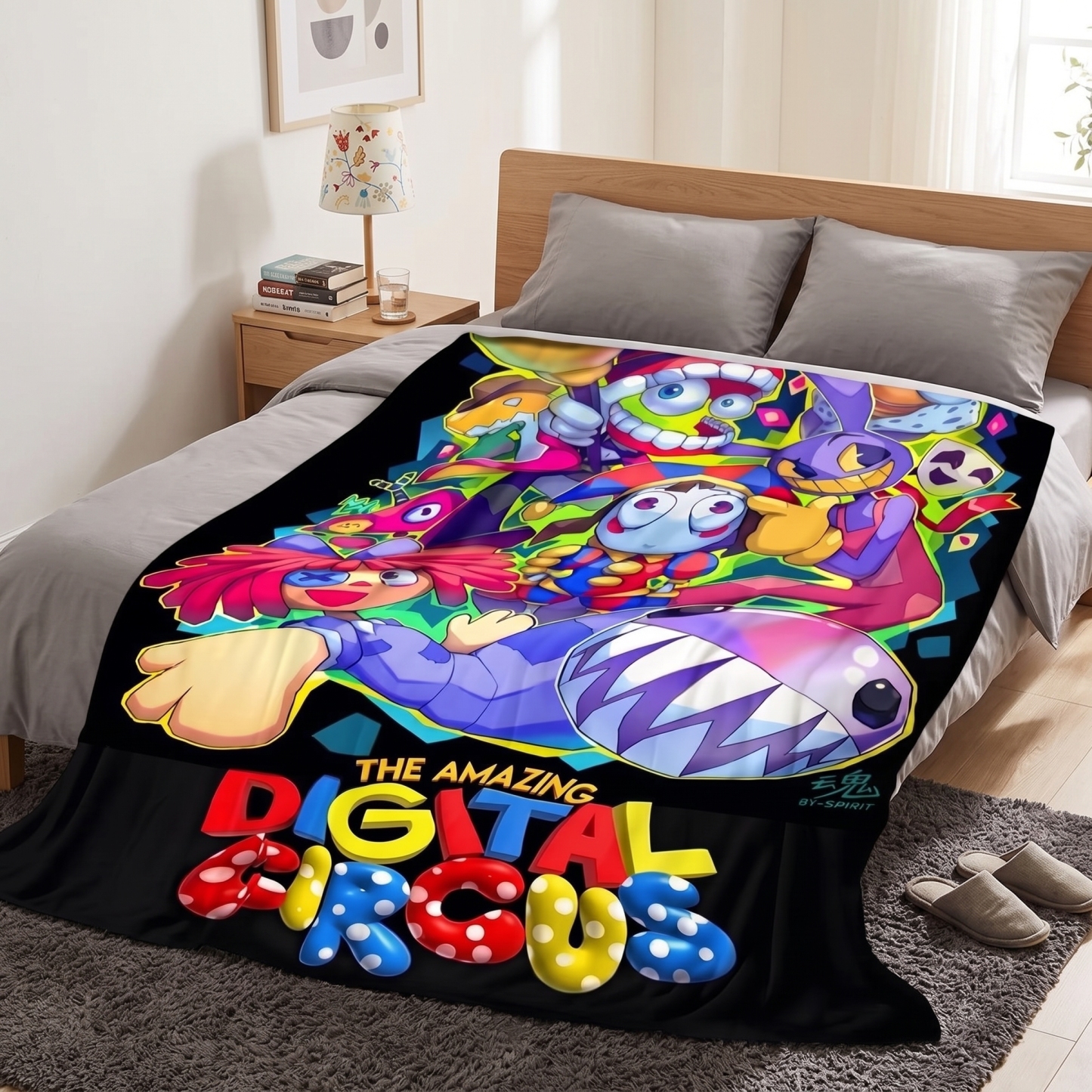 Whimsical Virtual Circus Adventure Character Blanket
