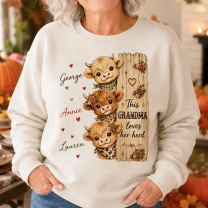 This Grandma Loves Her Herd Highland Cow - Personalized Shirt