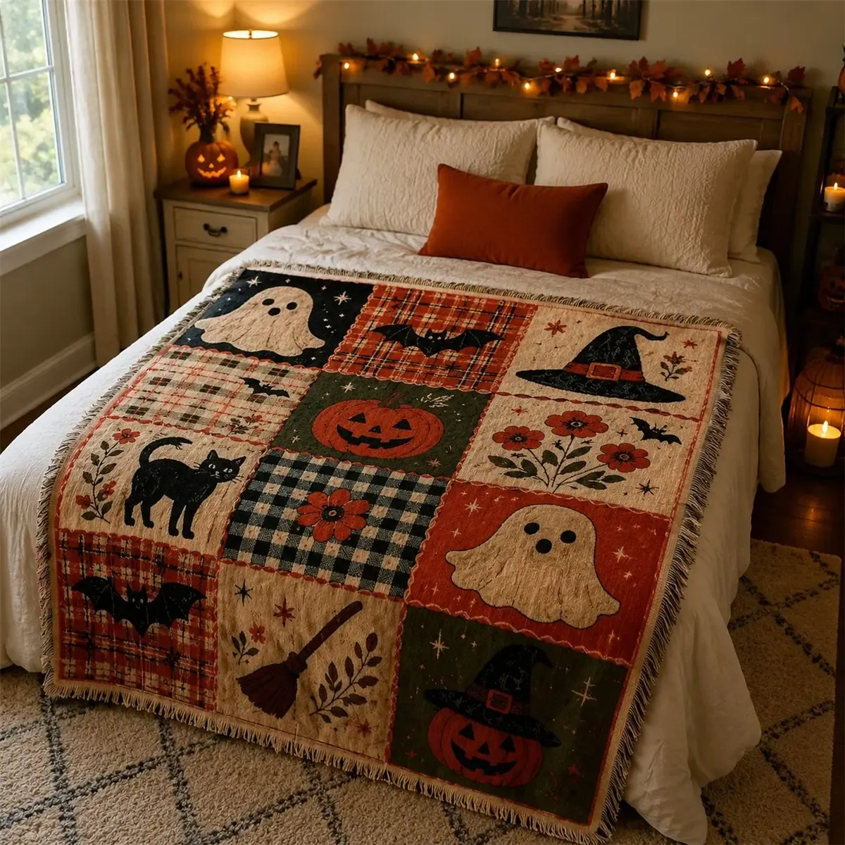 Halloween patchwork-style blanket