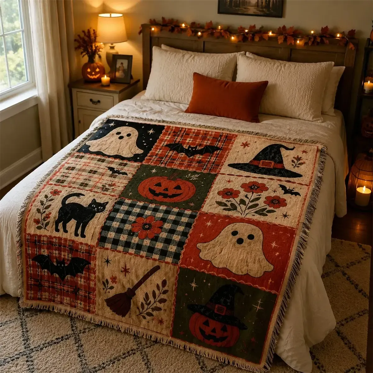 Halloween patchwork-style blanket