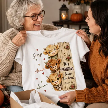 This Grandma Loves Her Herd Highland Cow - Personalized Shirt