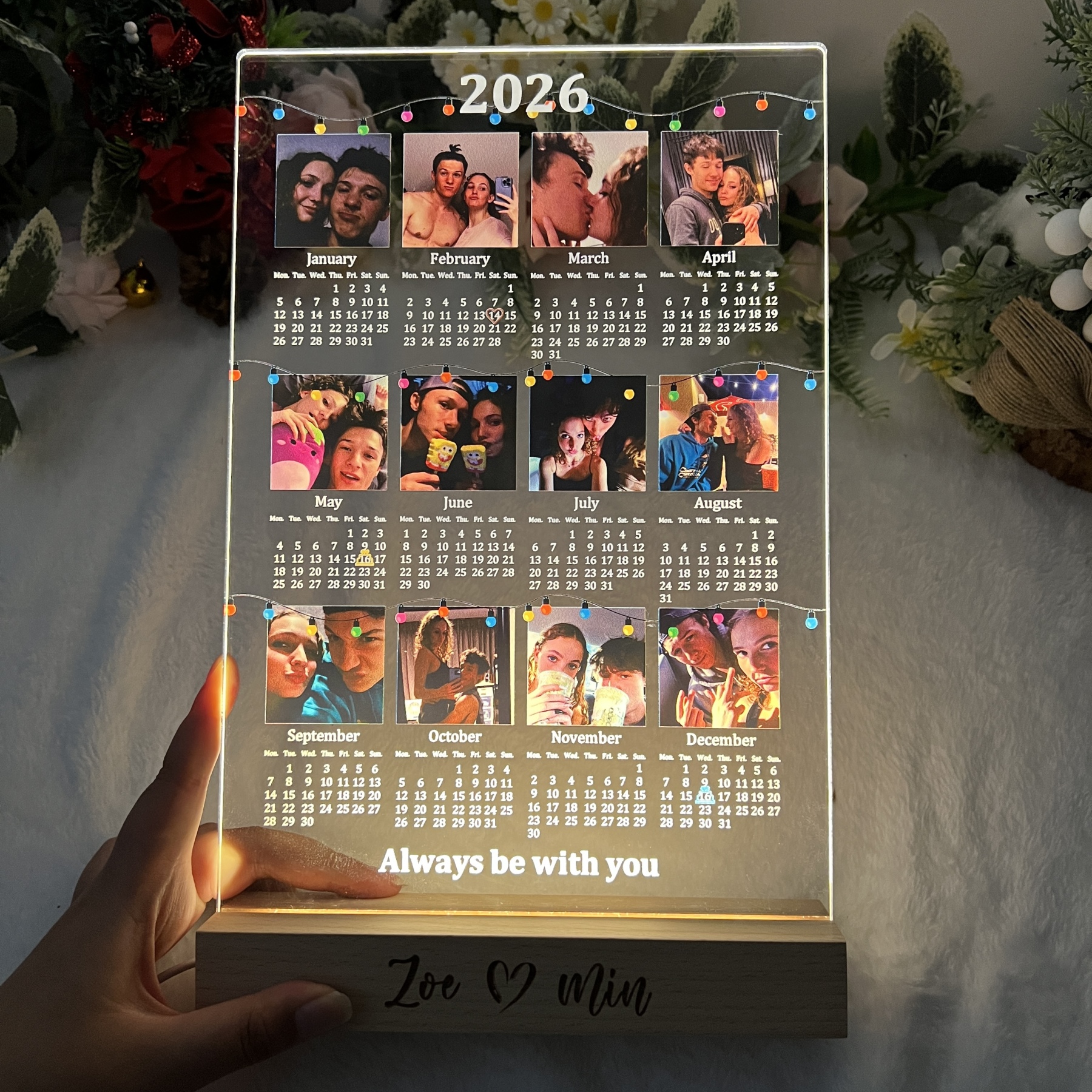Custom 2026 Calendar LED Light Box with Photo