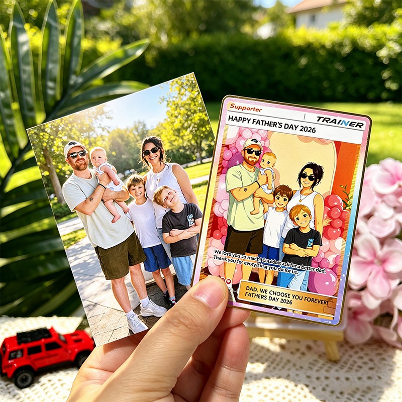 Personalized Photo Anime Style Father's Day T Card