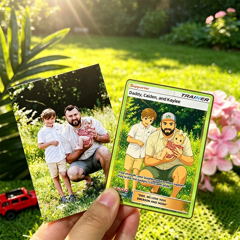 Personalized Photo Anime Style Father's Day T Card