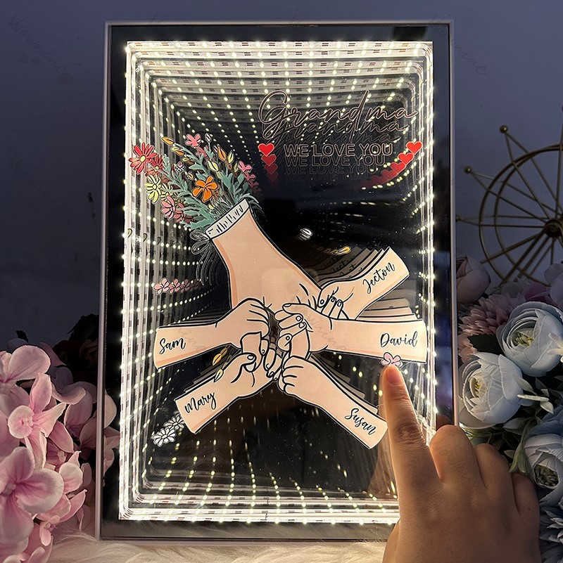 Personalized Mom We Love You Starry Mirror Light box