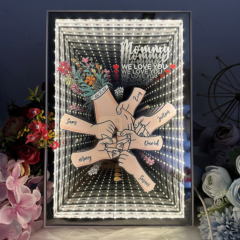 Personalized Mom We Love You Starry Mirror Light box