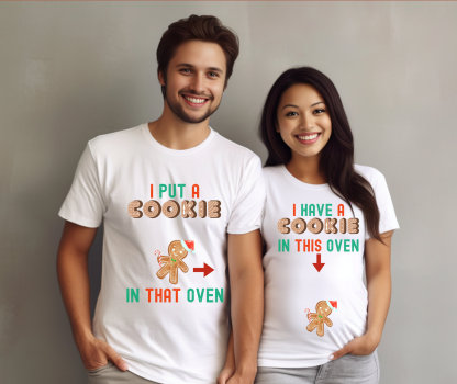 Christmas Pregnancy Announcement Sweatshirts: We have a Cookie I Put a Cookie in Oven Matching Set