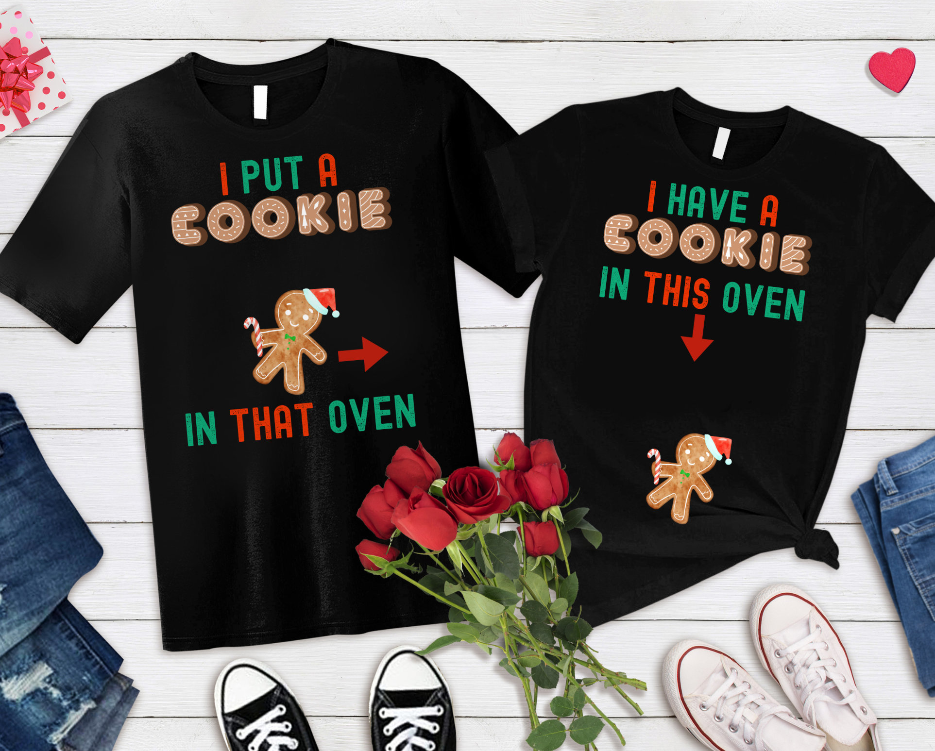 Christmas Pregnancy Announcement Sweatshirts: We have a Cookie I Put a Cookie in Oven Matching Set
