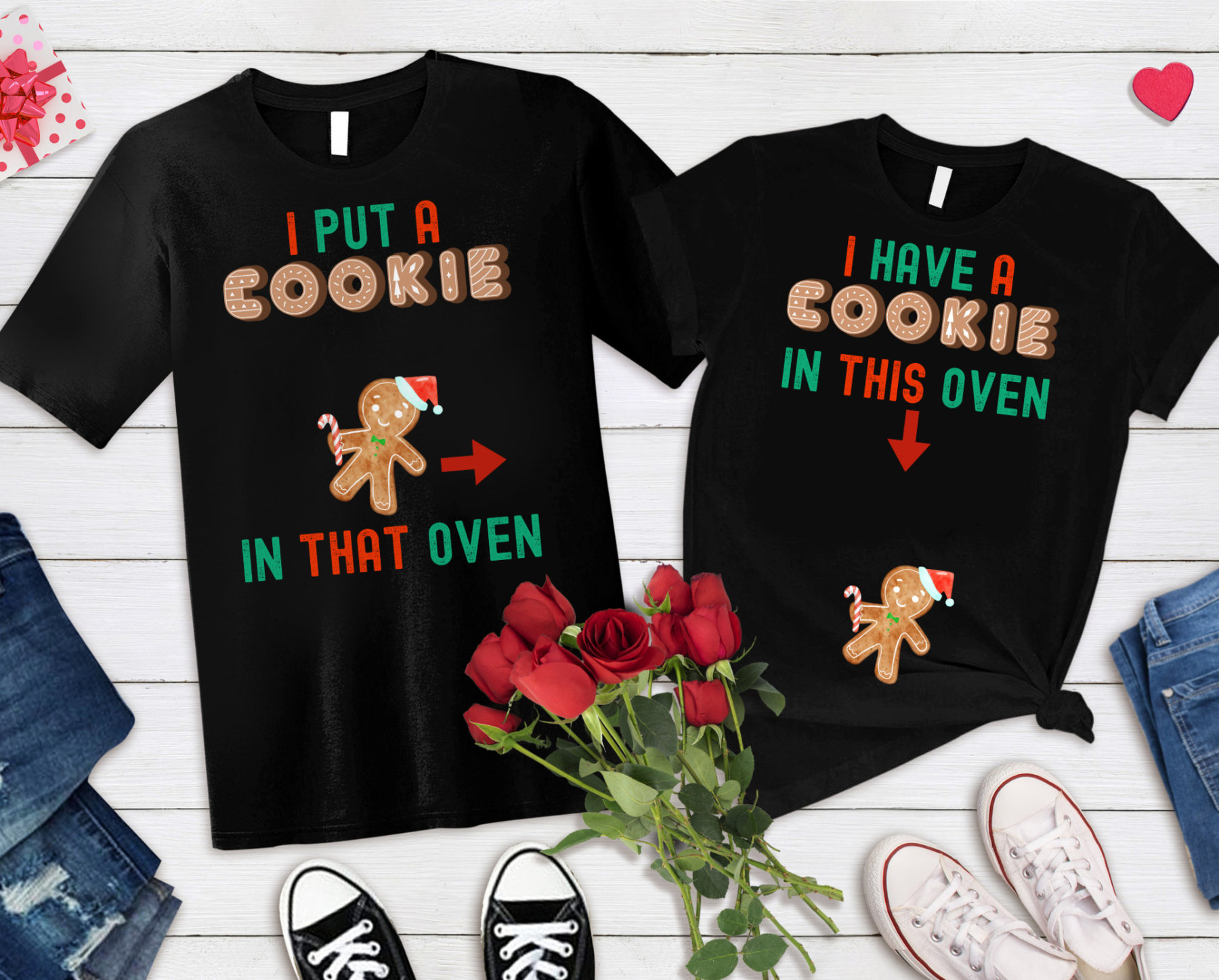Christmas Pregnancy Announcement Sweatshirts: We have a Cookie I Put a Cookie in Oven Matching Set