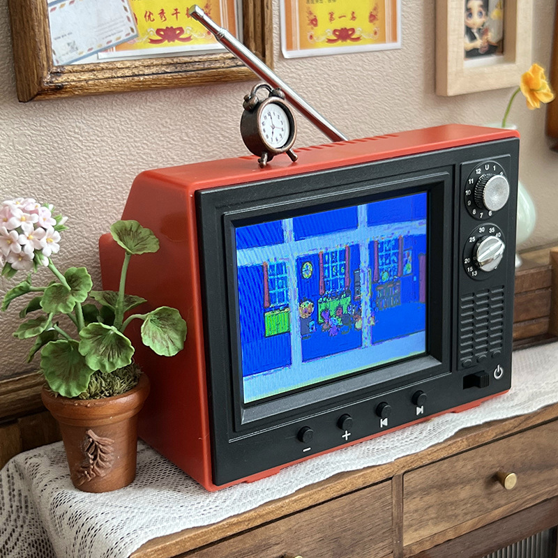 Mini Playable Dollhouse TV – 1:12 Scale Real Video Display Mini Television