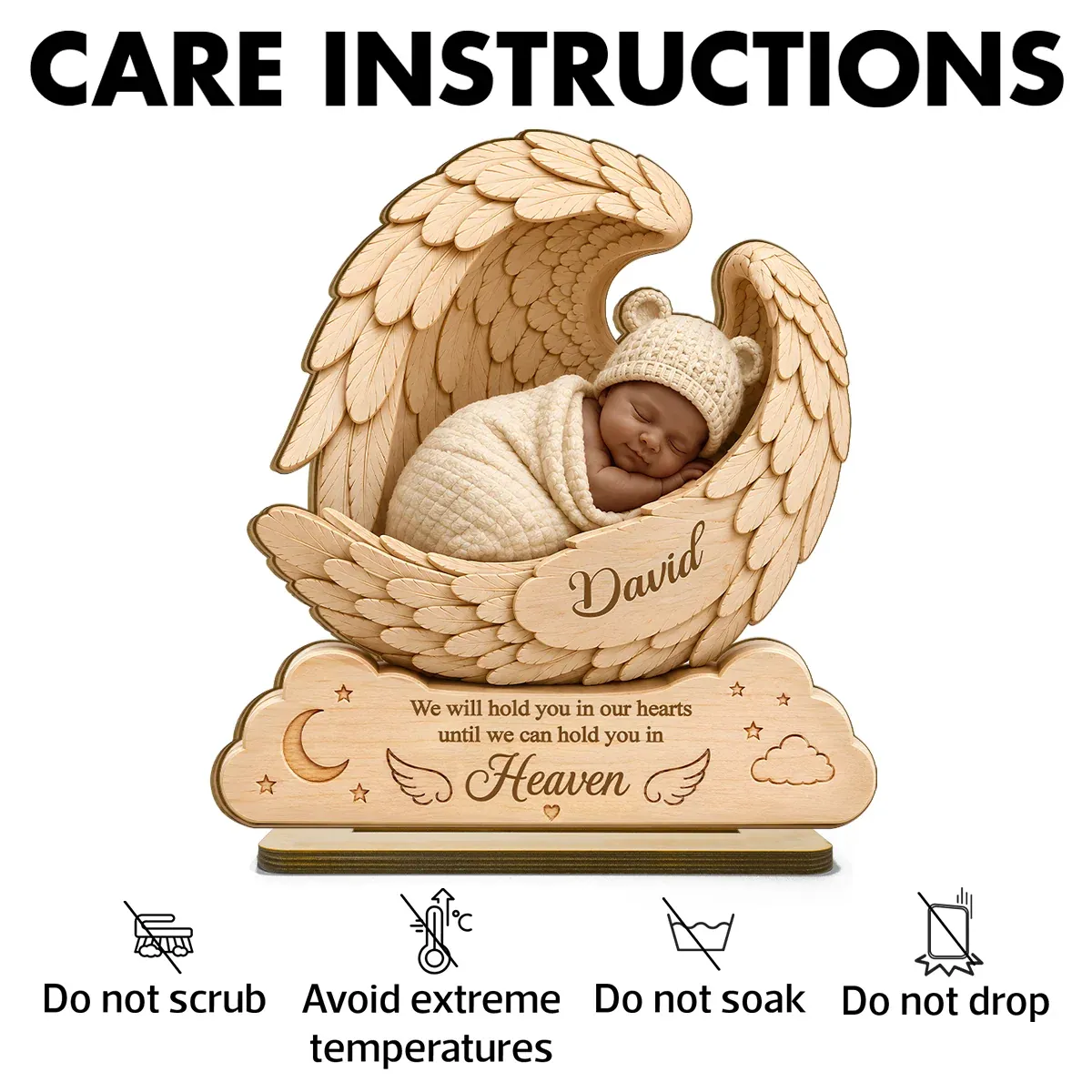 We Will Hold you in Our Hearts-Custom Wooden Baby Plaque