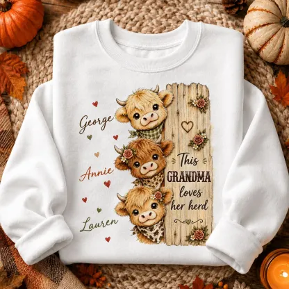 This Grandma Loves Her Herd Highland Cow - Personalized Shirt