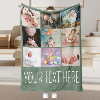 Personalized Father's Day Fleece Blanket with 9 Photos & Text