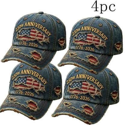 250th Anniversary 1776-2026 Distressed Denim Baseball Cap