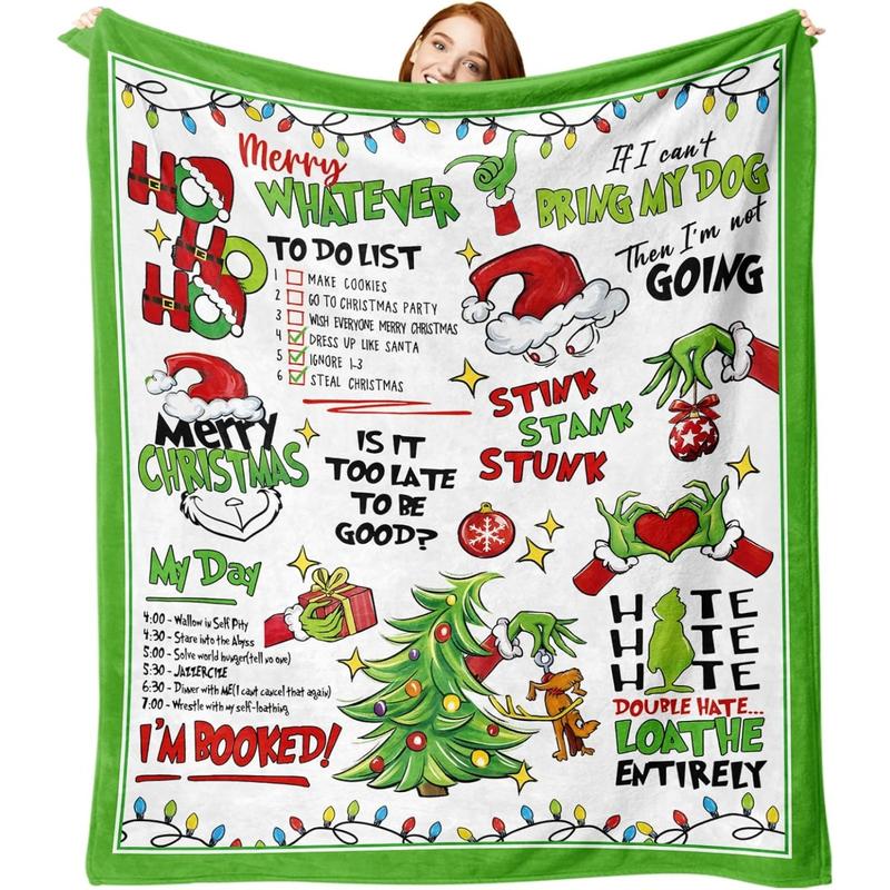 Funny Merry Christmas Grinch Flannel Blanket