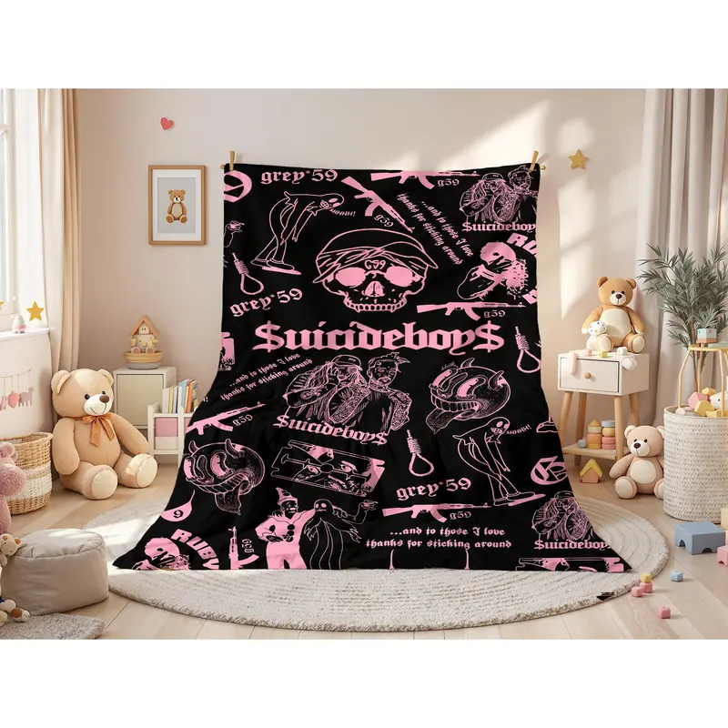 Retro Punk Full Wrap Print Blanket