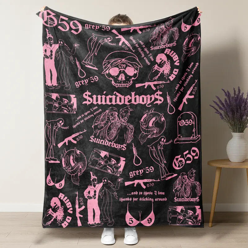 Retro Punk Full Wrap Print Blanket