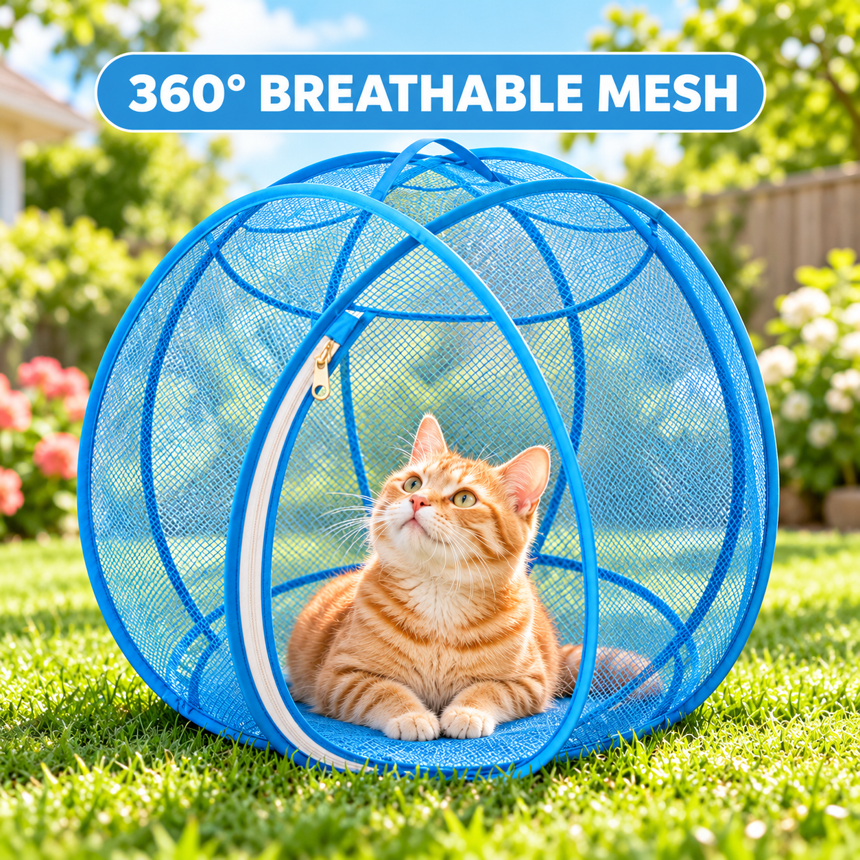 Portable Outdoor Cat Enclosure Mesh Ball Cat Cage