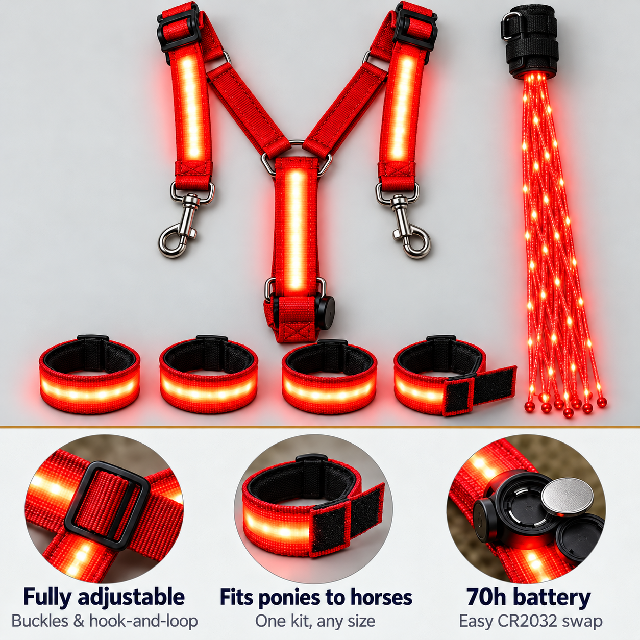 LED Horse Riding Light Set for Night Safety and Visibility