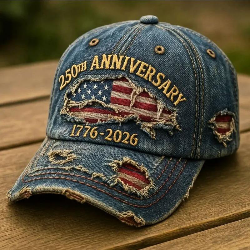 250th Anniversary 1776-2026 Distressed Denim Baseball Cap