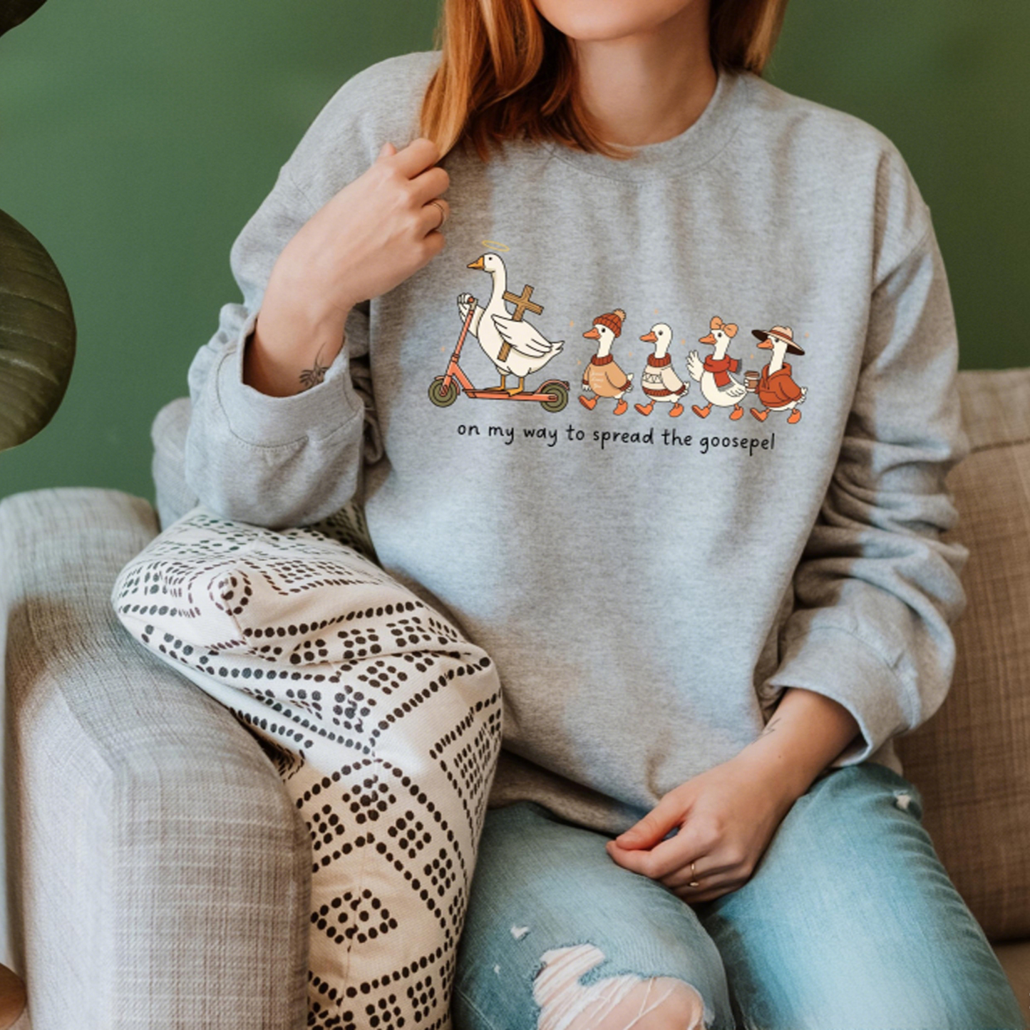On My Way To Spread The Goosepel Christian Funny Goose Sweatshirt