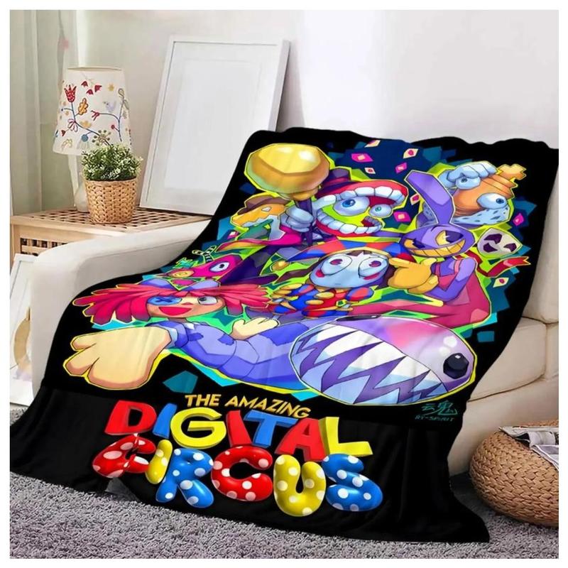 Whimsical Virtual Circus Adventure Character Blanket