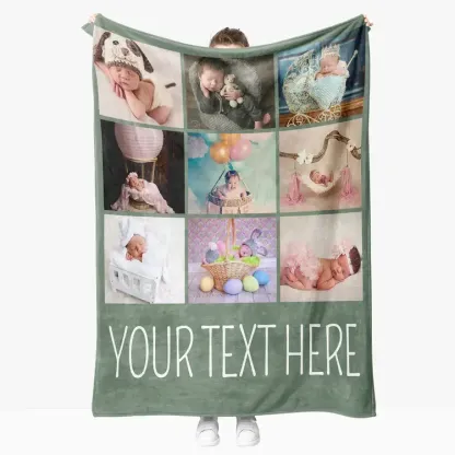 Personalized Father's Day Fleece Blanket with 9 Photos & Text