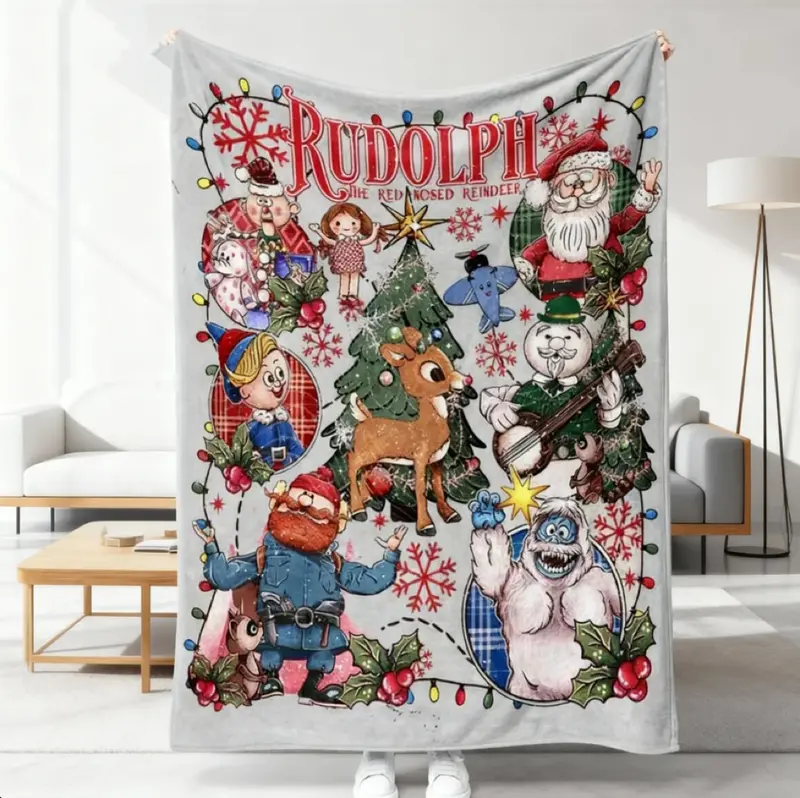 Rudolph the Red - Nosed Reindeer Christmas - Themed Blanket| Sofa Binging Throw, AC Home Blanket
